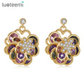 LUOTEEMI Stud Bohemian Dangling Statement Jewelry Cz Plant Earing Layered Stone Earring for Woman 2023