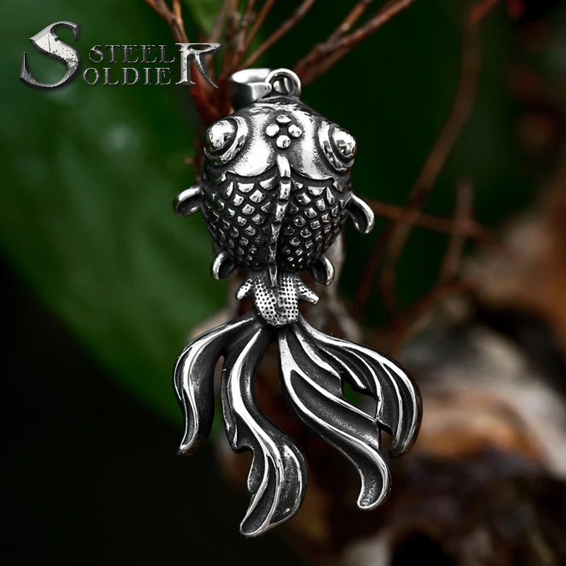 SS8-1232P New Style 316L Stainless Steel Chinese Style Pendant Goldfish Pendant Peace and Wealth Jewelry Gift Wholesale