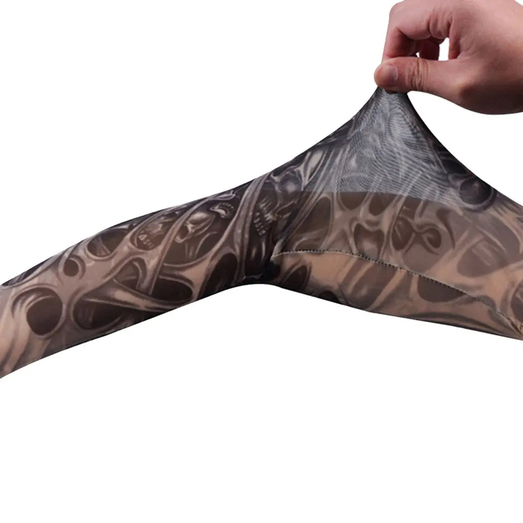 Cool Black Temporary Sunscreen Arm Sleeves for Men & Women Cycling Running & Driving Sports Anti-UV Tattoo Sleeves