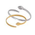 Hot Geometric 18K Gold Plated Snake Shape Stainless Steel Opening Cuff Bangle Bracelet for Women Men Jewelry