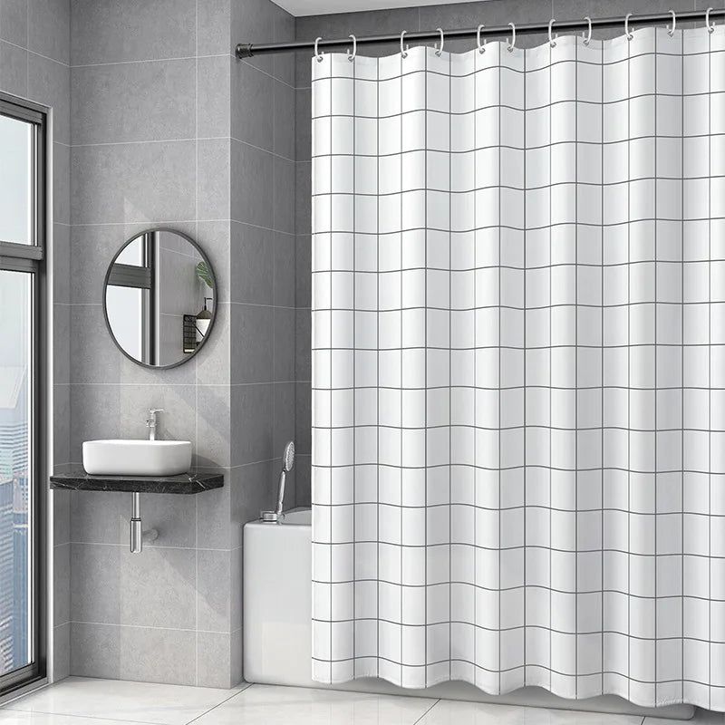 Modern Luxury Geometric 3D Digital Printed Eco-Friendly Polyester Shower Curtain Wet/Dry Separation Custom Logo Waterproof