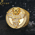 High Quality Fashion Hip Hop Jewelry 18 Gold Plated Brass AAAAA CZ Diamond Iced Out Angel Signet Big Men Ring for Boy