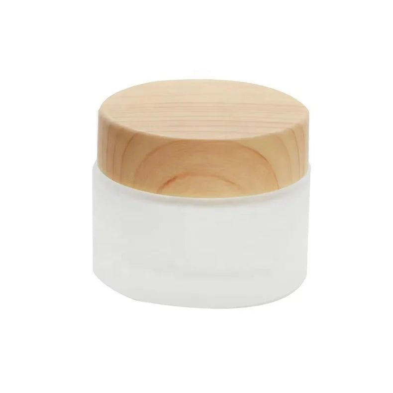 Eco-friendly Beige Frosted Glass Bottles 5g-60g for Skin Care Cream Water Transfer Printing Cosmetic Packaging
