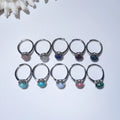Hot Sale Silver Natural Blue Apatite Malachite Turquoise Inlaid Personality Simple Faceted Round Stone Rings for Lady Adjustable