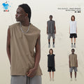 Customizable Logo Trend Sports Vest for Men Women Blue Ball Design Loose Fit 100% Cotton Tank Top Washed Technique Gym Use
