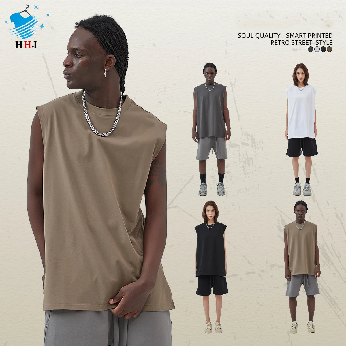 Customizable Logo Trend Sports Vest for Men Women Blue Ball Design Loose Fit 100% Cotton Tank Top Washed Technique Gym Use