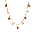 Stainless Steel 18k Gold Plated Dreamy Water Droplet Tassel Colored Zircon Waterproof Necklace YF6096