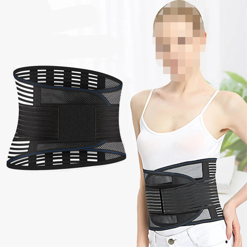 ZY Summer Breathable Polyester Steel Support Mesh Thin Elastic Waist Support for Women Men Black