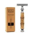 Eco Friendly High Quality Bamboo Handle Double Edge Safety Razor with Twin Stainless Steel Blades for Men Gift Set