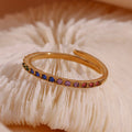 Dreamshow Jewelry AAA Colorful Zircon Adjustable Dainty Ring PVD Gold Plated Stainless Steel Rings Jewelry Women