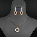 Gold Plated Jewelry Necklace Trendy Dainty Necklace and Circle Pendant Earrings Set for Women Lady Zircon Fashion Jewellery 2021
