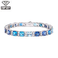 Dropshipping VVS D Moissanite with Blue Zircon Tennis Bracelet Hip Hop 925 Sterling Silver Shiny Bracelet Charm Fine Jewelry