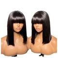Wholesale Short Bob Wigs No Lace Human Hair Machine Made Straight Human Hair Wig Cheap Bob Wig With Bang 10-16inch