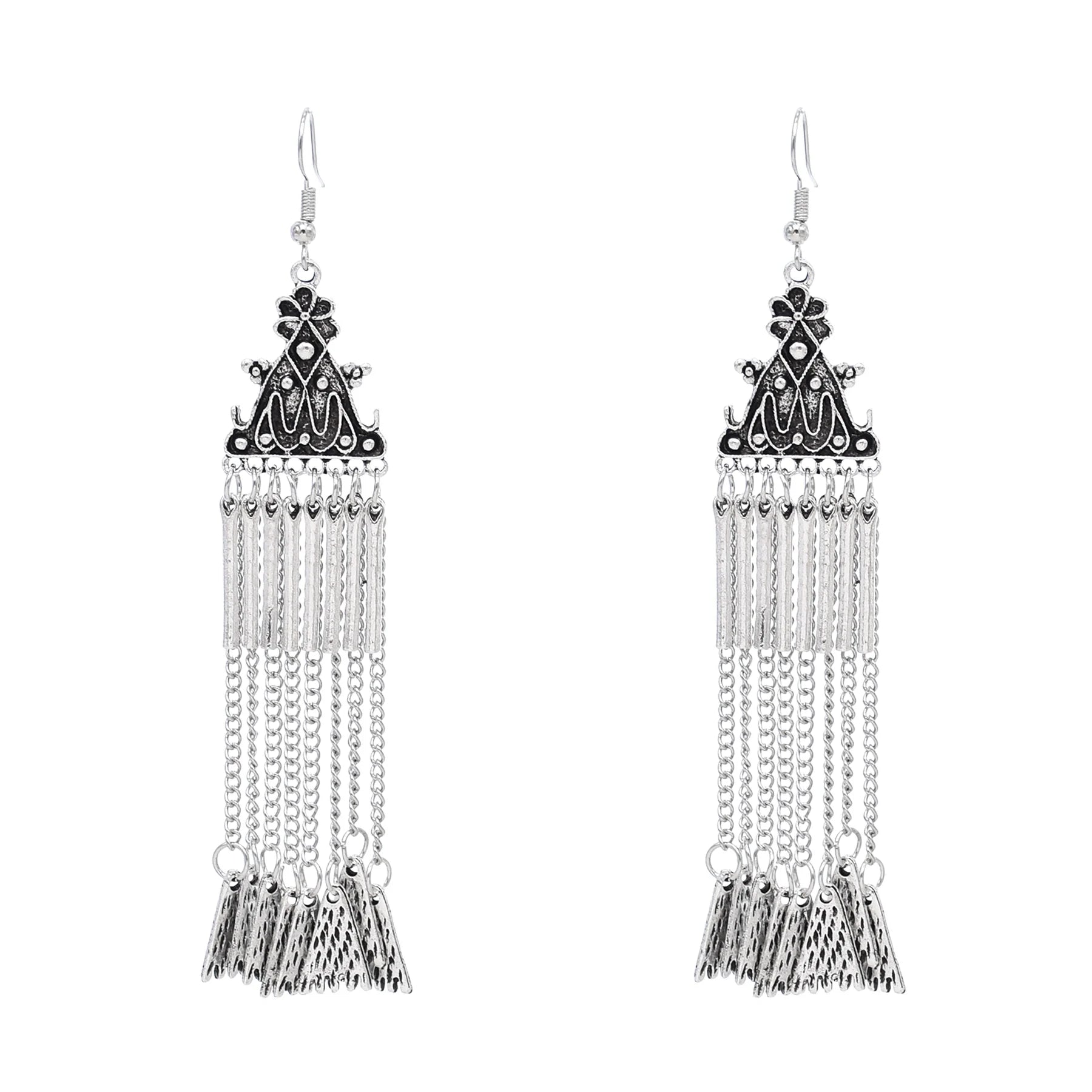 Long Chain Pendant Women Drop Earrings Vintage Bohemian Ethnic Charms Earrings