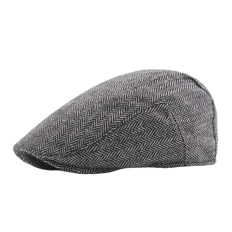 Stylish Wholesale Men's British Vintage Wool Beret Newsboy Hats-Plain Pattern Ski & Beach Ready