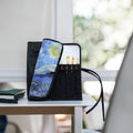 Canvas Pen Roll Bag Curtain 12 Holes Cartoon Pencil Case Art Paint Brush Holder Colored Pencils Organizer