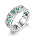 CAOSHI Luxury Zircon Emerald 925 Silver Plated Party Engagement Women's Rings