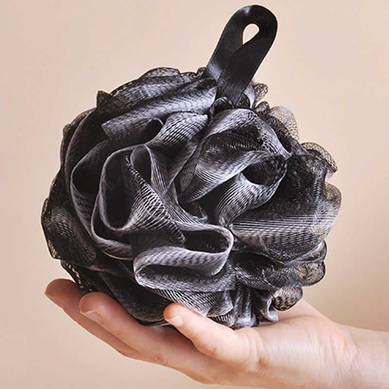 Natural PE Shower Loofah Pouf Ball Men Exfoliating Mesh Extra Large Bamboo Charcoal Black Scrubber Bath Sponge