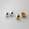 Daidan Earrings Women Sterling Silver Gold Ball Glod Plated 12Mm Round Ball Stud Earring