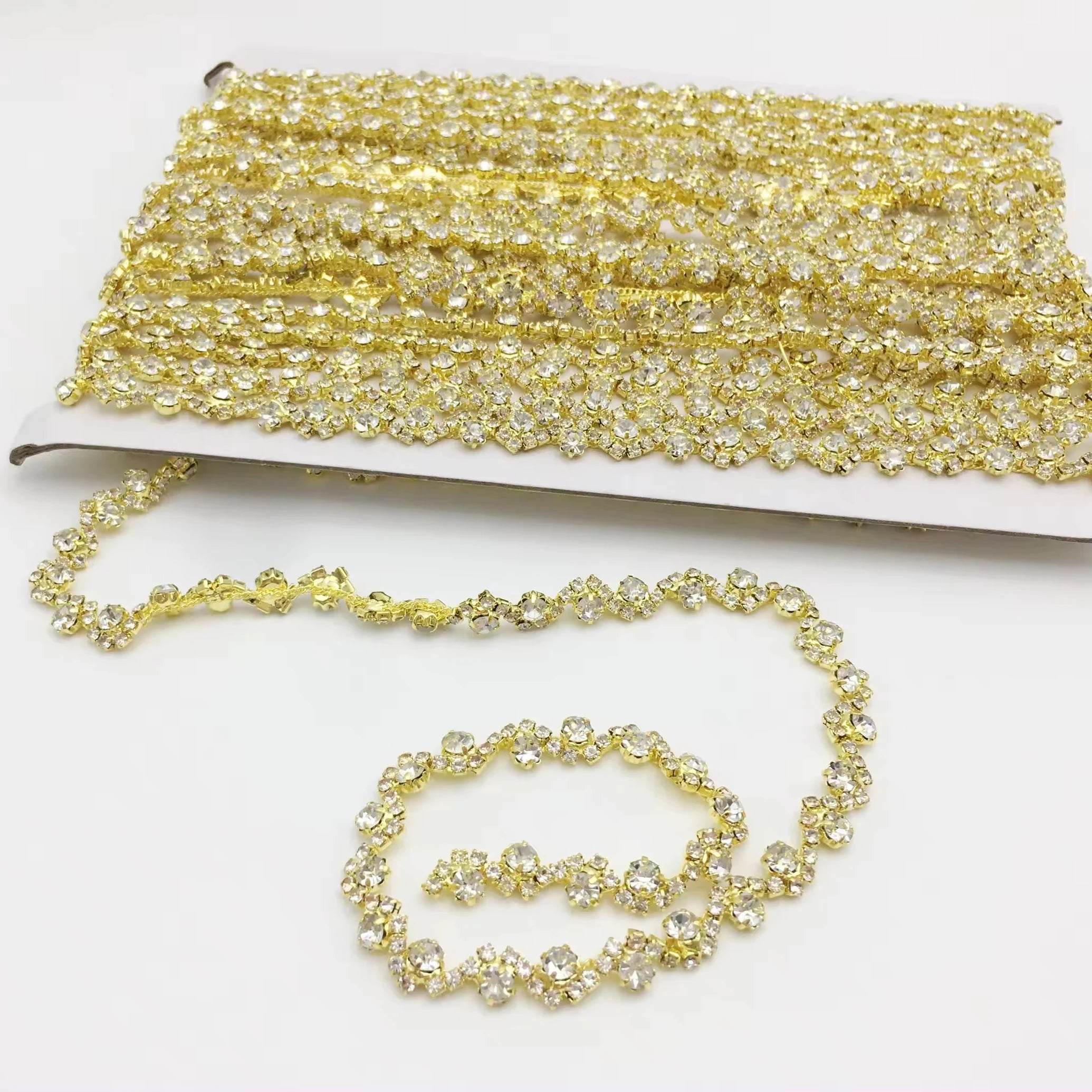 Crystal Diamond Chains S-Shape Rhinestones for Wedding Headwear & Dresses Feature Stretch Durable Metal Rhinestones Accessory