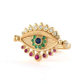 For Great Fashion Jewelry Women Cute Rose Gold Plated Brass Tiny Double Sided Eye Rings