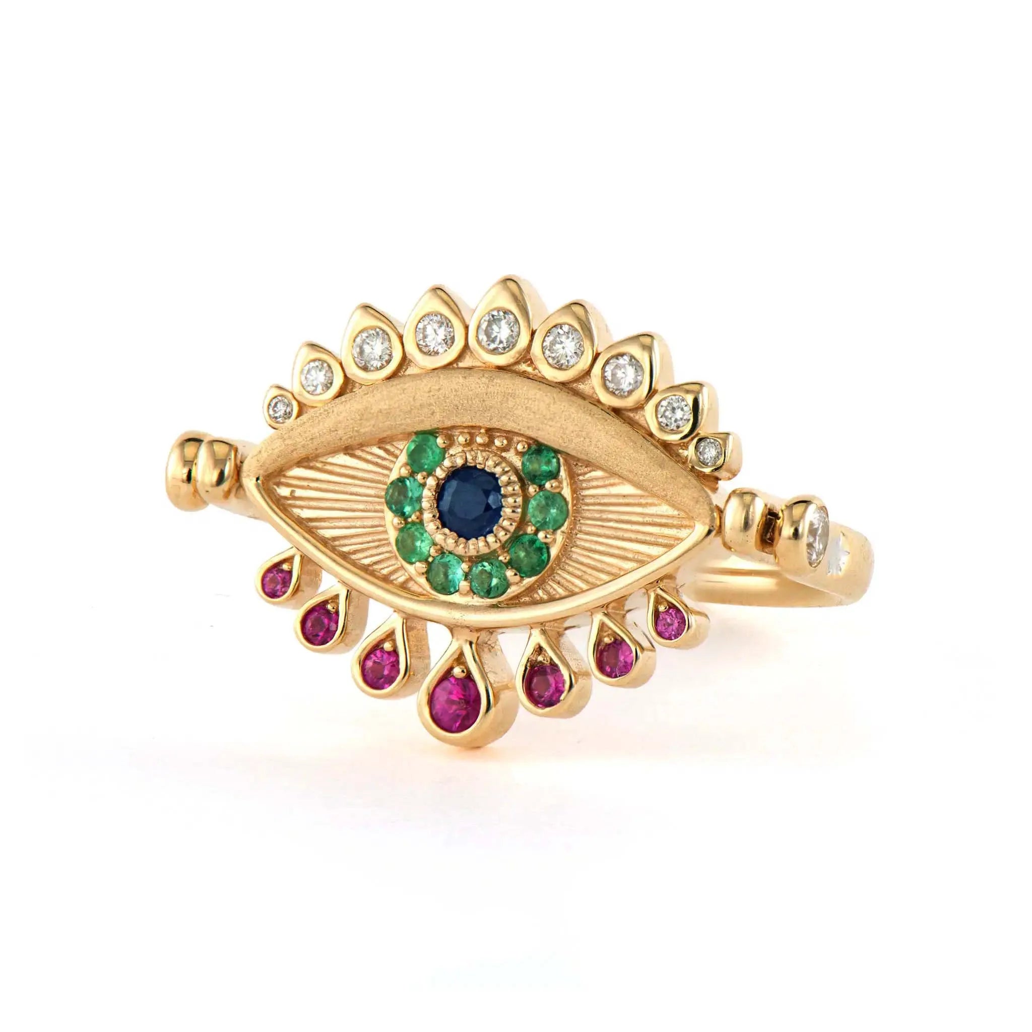 For Great Fashion Jewelry Women Cute Rose Gold Plated Brass Tiny Double Sided Eye Rings