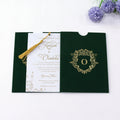 Factory Price Custom Gold Foil Logo Velvet Pocket Envelope with Wedding Invitation Thank You Cards Certificate Tassel