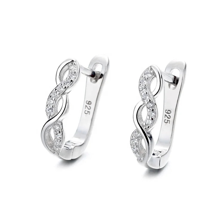 Yaeno Wave Cuff Earrings Real Silver 925 Eternity Design Huggie Earrings for Women