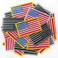 Wholesale Custom American US Flag Patches Gold Border Embroidered Iron-on/Hook and Loop Applique Patches for Clothing Hat Bags