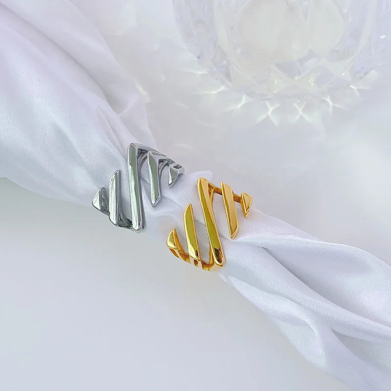 Stainless Steel Square Ring Customized Personalized Hollow Out Jewelry Engagement Wedding for Women