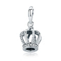 925 Sterling Silver Princess Crown Clear CZ Beads Charms Fit Original Women Bracelet Bangle Fashion Jewelry Making SCC781