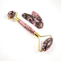 2026 Low MOQ Custom Rhodonite Jasper Roller Set Manufacturer Quartz Jade Face Roller Gua Sha Stone Massage Tool Set