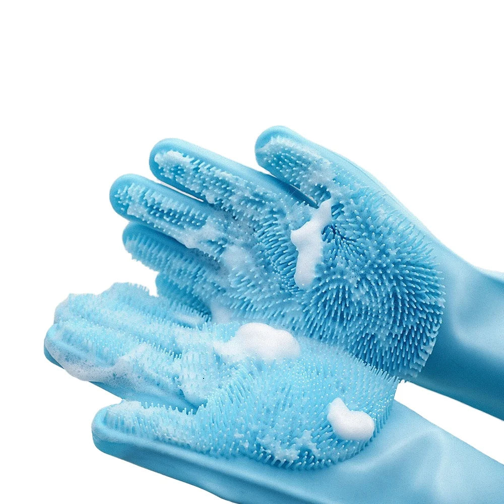 Magic Silicone Body Pet Bathing Gloves for Animal Perfect  Bathe Shampoo Dog &Cat Brush Gloves  (2 Pack)