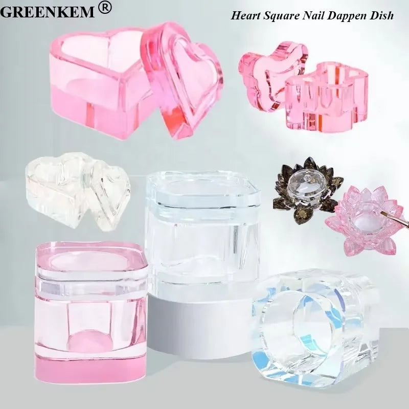 2026 New Nail Crystal Cuadrado Clear Washing Cup With Lid Storage Liquid Monomer Spill-proof Glass Nail Dappen Dish MegaBDM