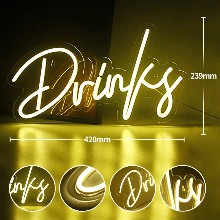 Wholesale Advertising Illuminated Coffee Led Neon Made Led Sign Electronic Led Light Custom Drink Neon Sign