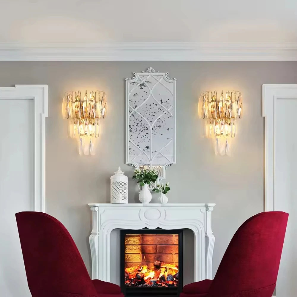 Modern E12 Bulb Clear Smokey Clear Crystal Indoor Wall Lamps Interior Modern Hallway Bedside