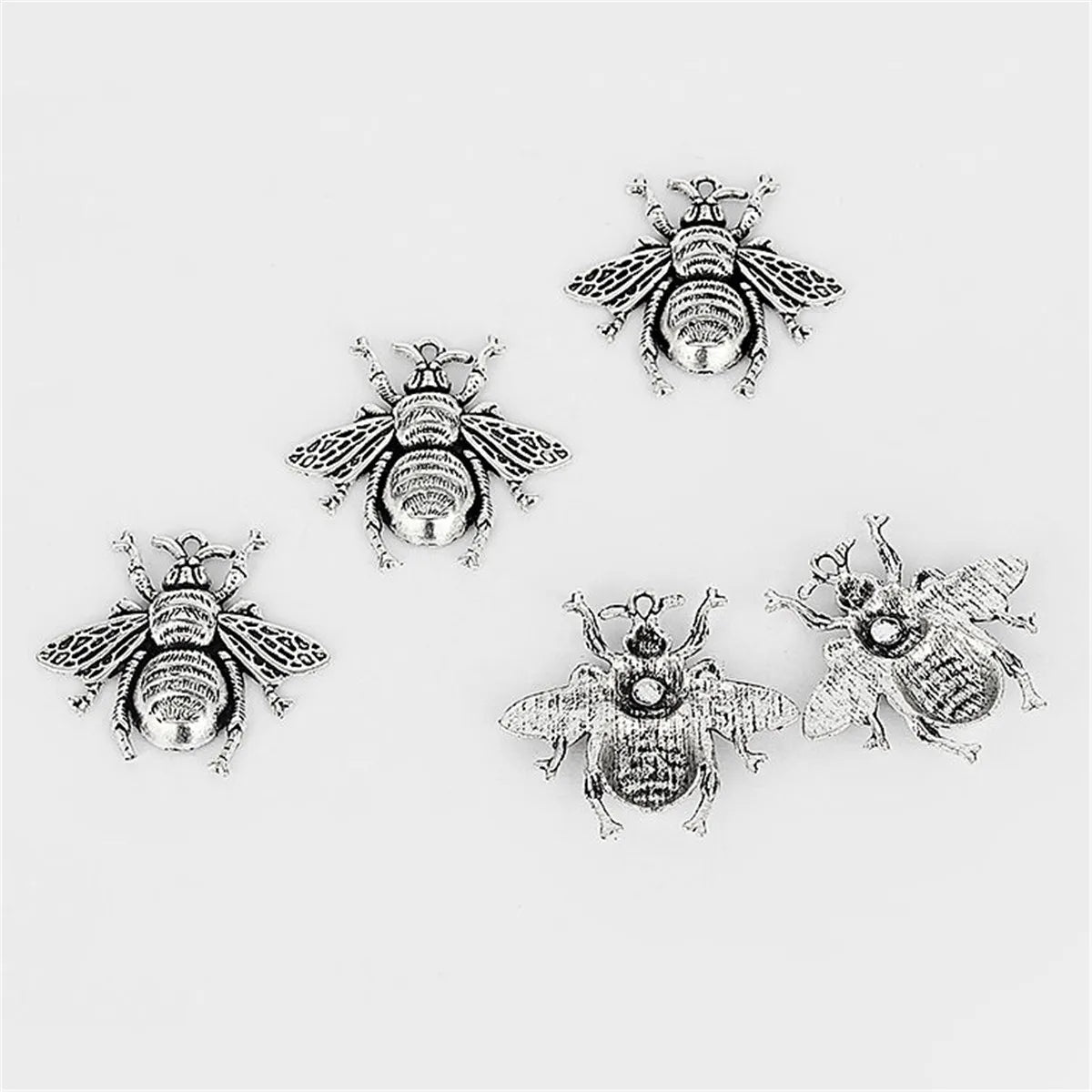5pcs Lovely Honeybee Bee Insect Tibetan Charms Pendants Beads Jewelry Crafts 40x38mm