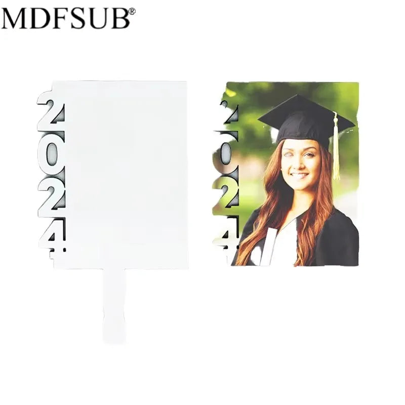 MDFSUB Graduation 10x17cm 3mm Thick White High Glossy Sublimation Coating Foldable Wall Mount Paddle Fans Frames