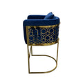 Modern Velvet Glam Armchair Stainless Steel Frame Blue Luxury Home Bar Dining High Chair Bar Stool