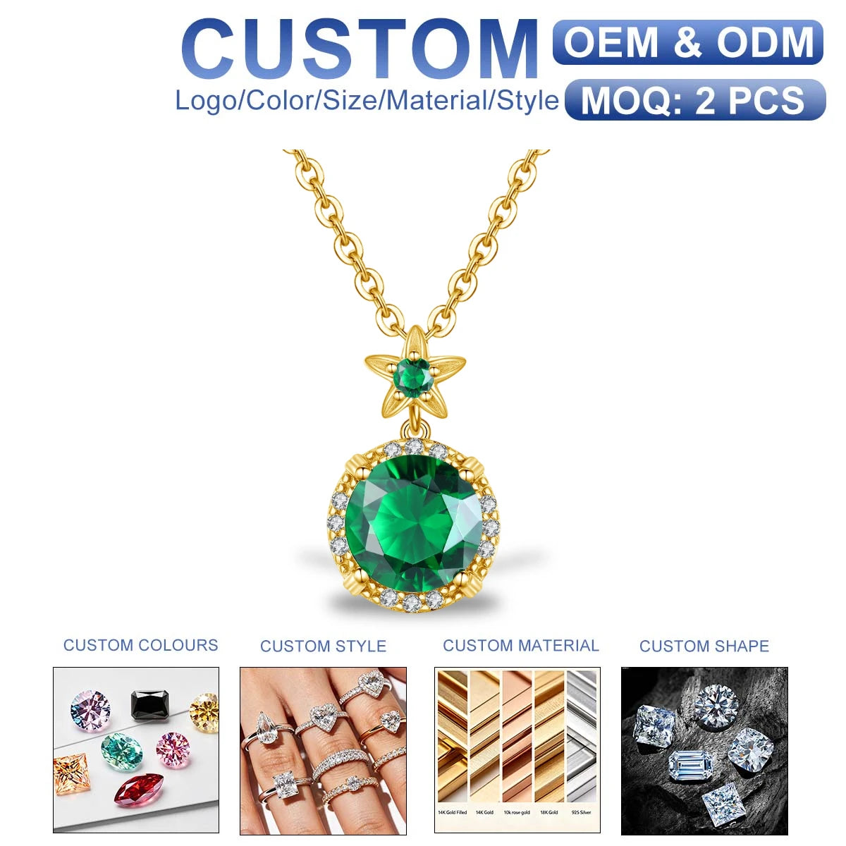 Factory Outlet Emerald 100% Real 925 Sterling Silver Green Pendants Fine Jewelry Necklace Women Luxury
