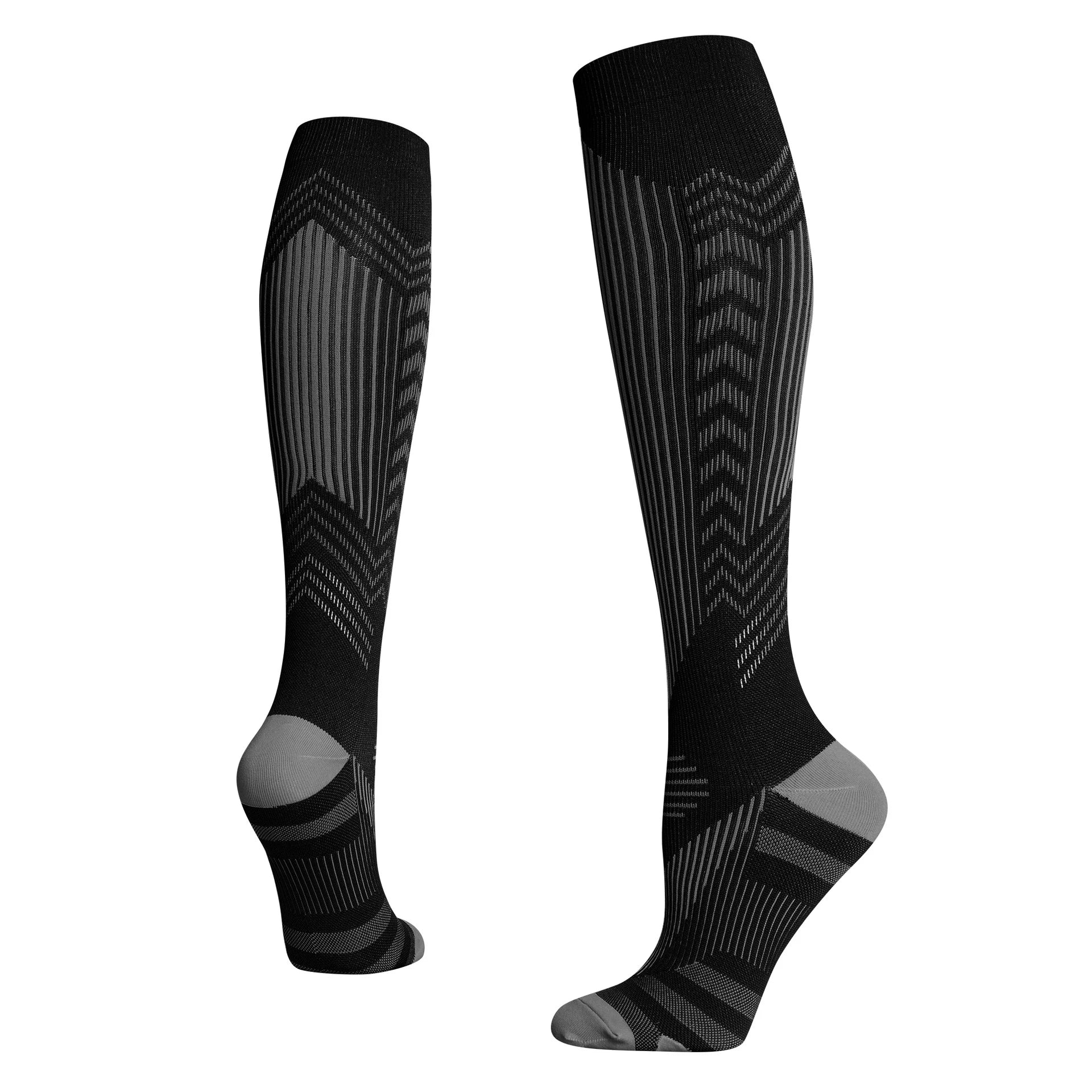 OEM Professional Outdoor Marathon Running Terry Bottom Custom Men Black Athletic Compression Socks With logo