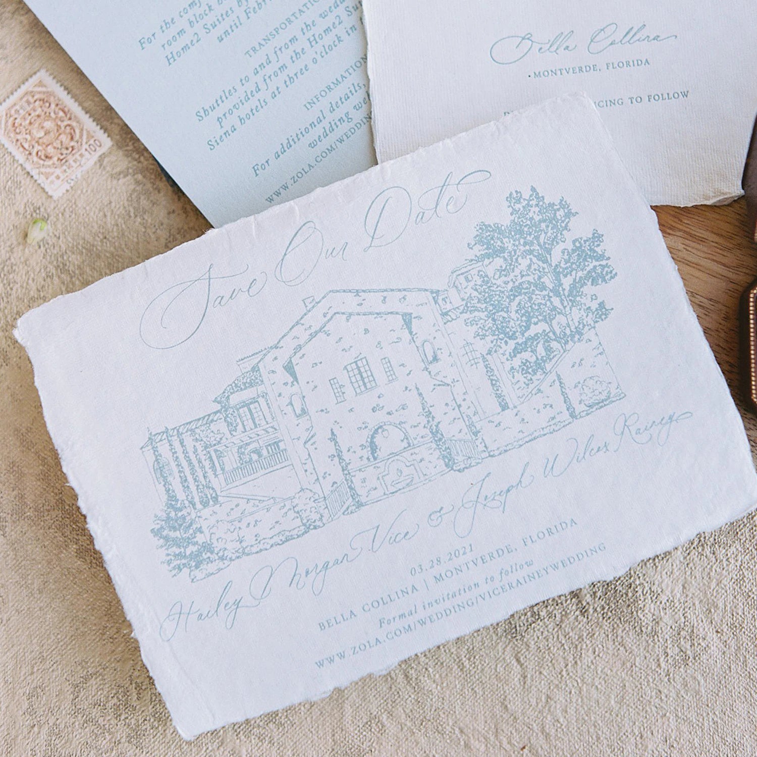 Premium Handmade Deckle Edge Paper 300 GSM Cotton Paper Letter Press Wedding Invitation Card with Envelope