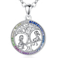 Isunni Best Sister Necklace Cubic Zirconia Circle Necklaces for Friend Gift