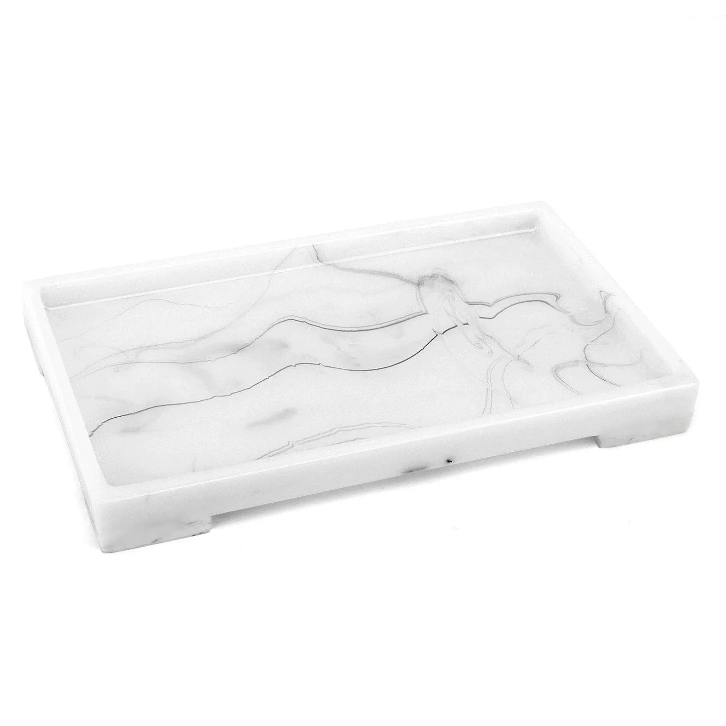 Bathroom Storage Resin Faux Marble Home Use Tabletop Jewelry Organizer Candles Soap Towel Perfume Serving Tray Vanity Tray