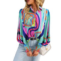 Fashion Loose Size S-2XL Shirts for Women 2023 Spring Women Lantern Sleeve Oversized Printed Shirts Elegant Female Blouses