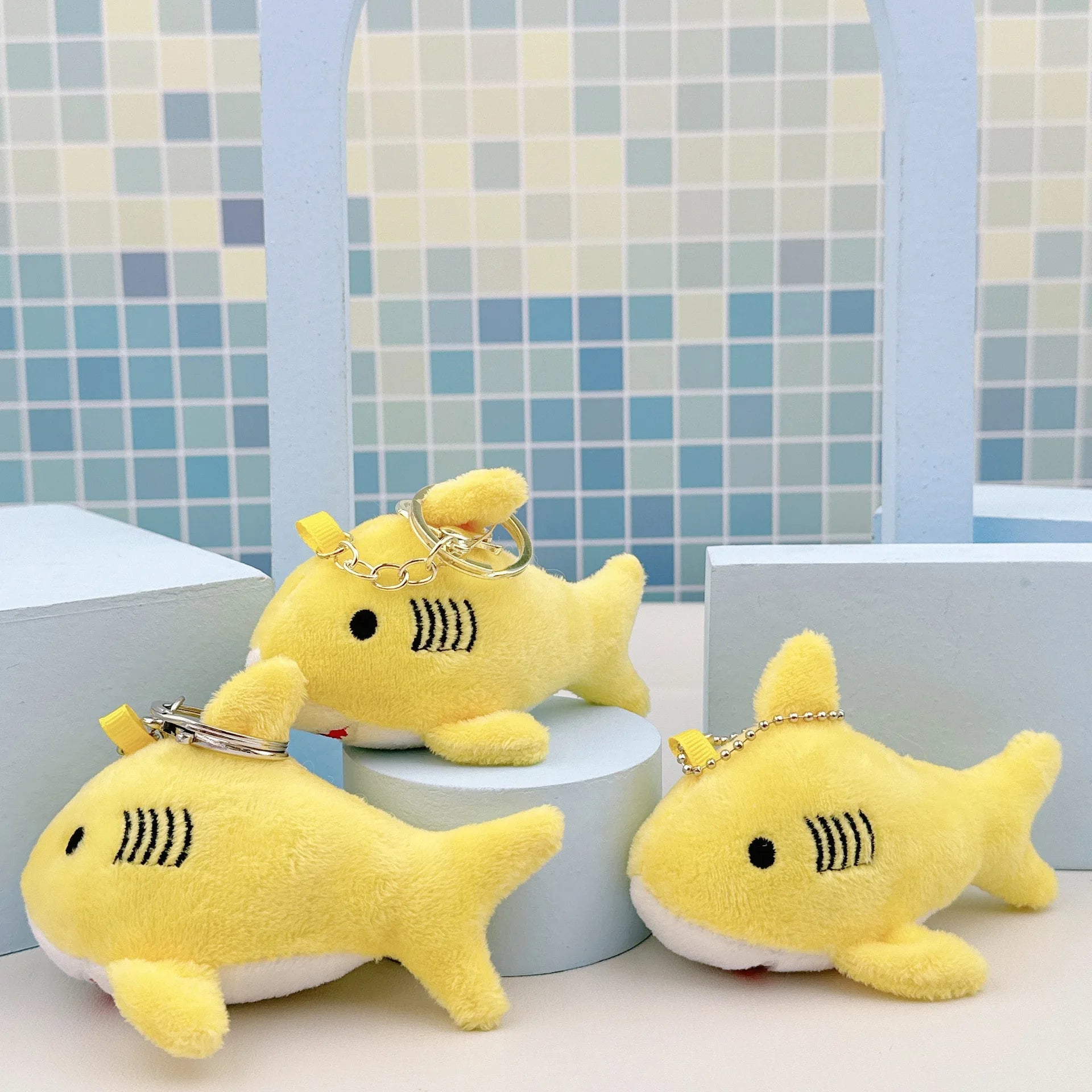 Wholesale 11cm Small Shark Plush Toy Soft Cartoon Keychain & Doll Promotional Gifts with Marine Animal Theme Marine Toy Keyring