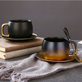 Wholesale Europe Handmade Matte Luxury Black Color Ceramic Espresso Coffee Cup Saucer for Restaurant