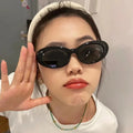 UNOC 2022 Women's Small Frame Cat-Eye Sunglasses High-End Trendy Yellow PC Frame with Mirror Lenses Hip-hop Sun Glasses