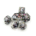 Custom logo Dice Set Oem Whole Sale Polyhedral Resin Black Mica Glitter-silver Ink Dice
