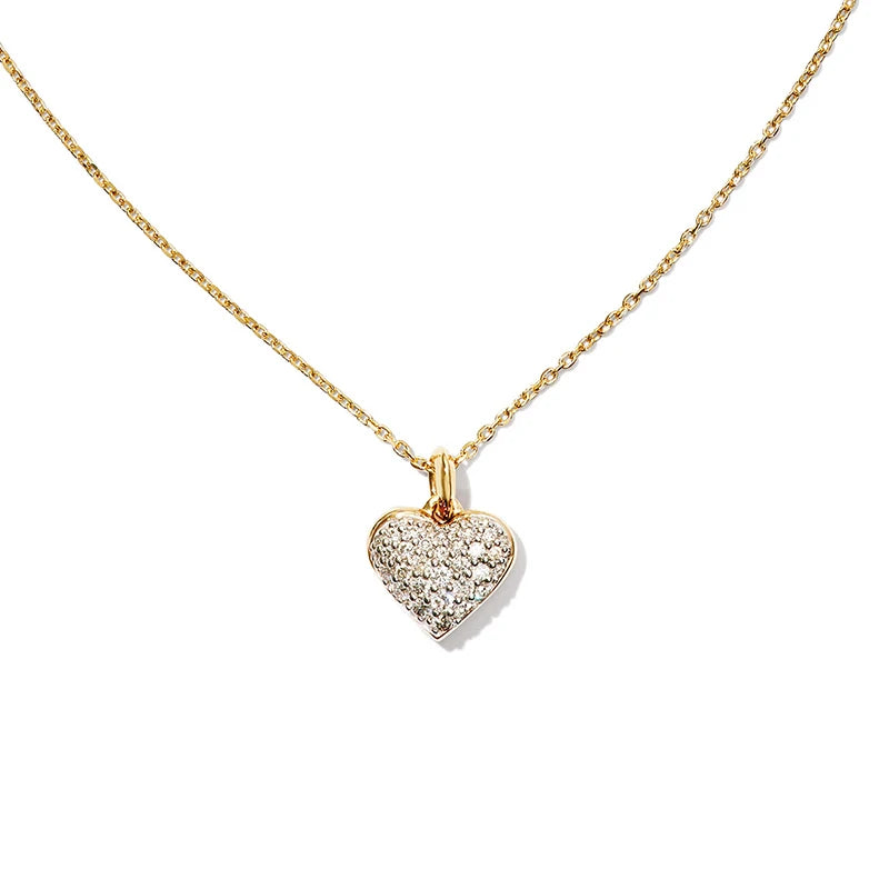 Fine Jewelry Valentine's Day Luxury 925 Silver Gold Plated Sweet Trendy Pave Zircon Unique Heart Pendant Necklaces for Women